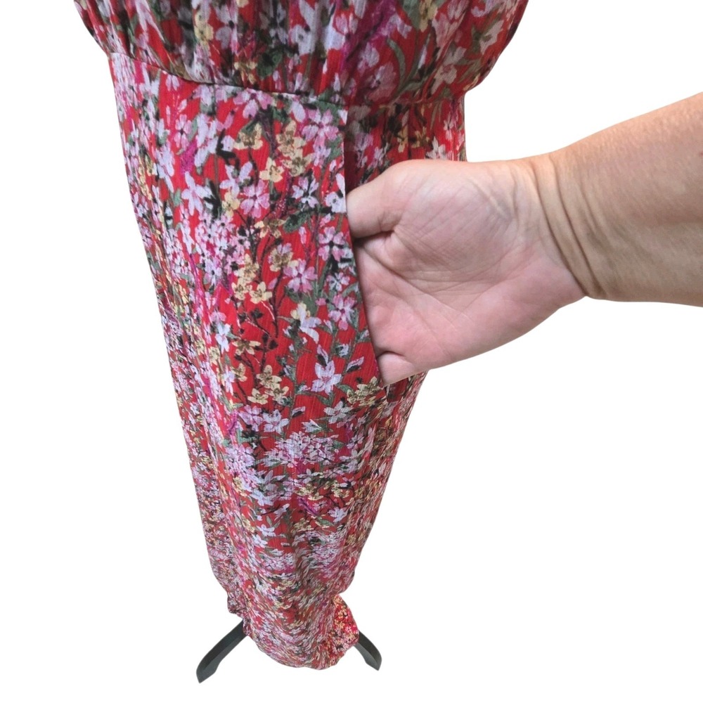 NWT Ali & Jay Anthropologie It's You Girl Wide Leg Jumpsuit Red Floral Size L - Picture 8 of 14